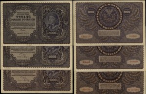 Poland, set: 3 x 1,000 Polish marks, 23.08.1919
