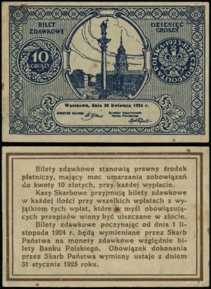 Polska, bilet zdawkowy - 10 groszy, 28.04.1924