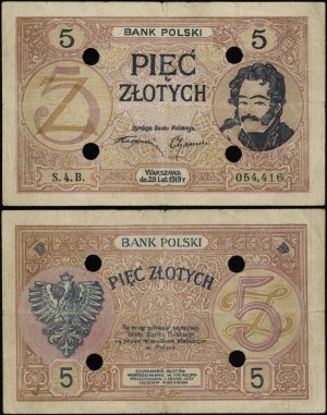 Pologne, falsification de 5 zlotys, 28.02.1919