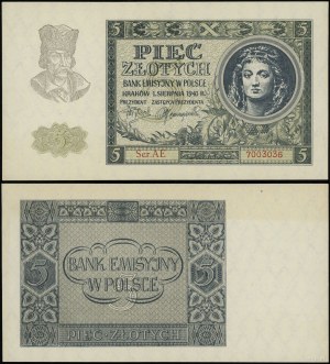 Pologne, 5 zlotys, 1.08.1941