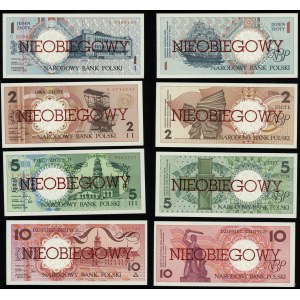 Polska, komplet obiegowych banknotów serii miasta polskie,: 1, 2, 5, 10, 20, 50, 100, 200 i 500 złotych, 1.03.1990