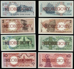 Poľsko, sada obehových bankoviek Séria poľských miest,: 1, 2, 5, 10, 20, 50, 100, 200 a 500 zlotých, 1.3.1990