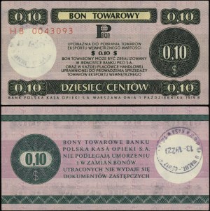 Polsko, poukázka na 10 centů, 1.10.1979