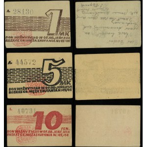 dôstojnícky tábor VII-A Murnau, súbor: 10 fenigov, 1 značka, 5 značiek, 2.11.1944