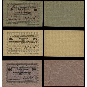 Silesia, set: 10 pfennigs, 25 pfennigs and 50 pfennigs, valid from 10.09.1917 to 1.04.1918