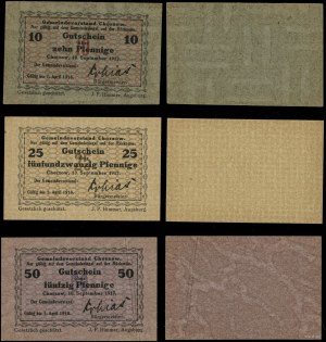 Silesia, set: 10 pfennigs, 25 pfennigs and 50 pfennigs, valid from 10.09.1917 to 1.04.1918