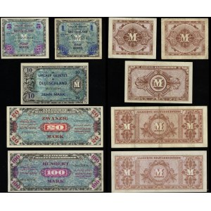 Německo, sada 5 bankovek: 1, 5, 10, 20, 100 marek, 1944