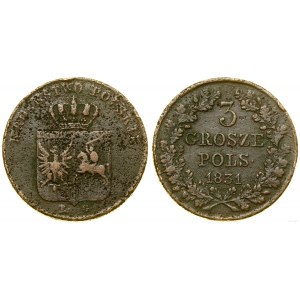 Polska, 3 grosze, 1831 KG, Warszawa