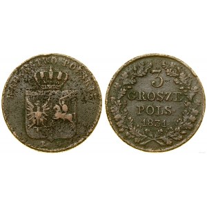 Poľsko, 3 grosze, 1831 KG, Varšava