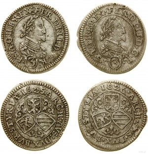 Rakousko, sada: 2 x 3 krajcary, 1625 a 1626, Graz