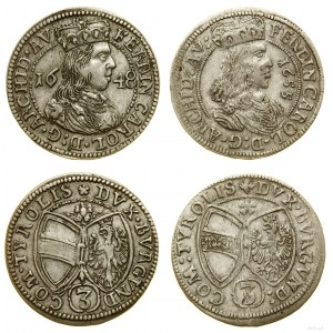 Rakousko, sada: 2 x 3 krajcary, 1648 a 1655, Hall