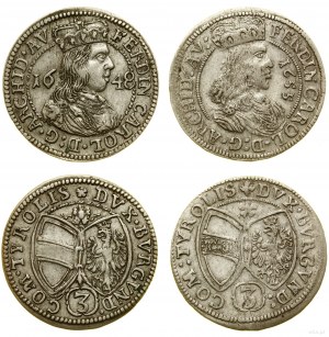 Autriche, set : 2 x 3 krajcars, 1648 et 1655, Hall