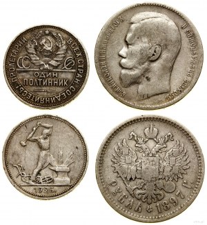 Russland, Satz: Rubel 1897 Brüssel und Połtinnik 1926 Leningrad (St. Petersburg)