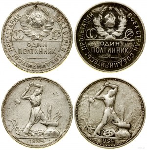 Rusko, sada 2 x 1 połtinnik (50 kopejok), 1924 П-Л, Leningrad (Sankt Peterburg)