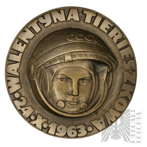 PRL, 1963 r. - Medal Pamiątkowy Walentyna Tierieszkowa - Pierwszej Kosmonautce Społeczeństwo w Łodzi, 24 X 1963 r.