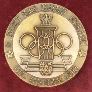 PRL, 1985. - Medaille der 9. Weltversammlung der Polonia-Aktivisten PKOL Częstochowa 1985 - Originalverpackung