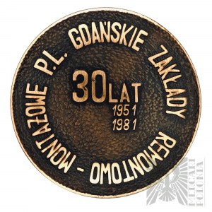 Parti communiste polonais, Gdansk (Danzig), 1981. - Médaille commémorative des usines de réparation et de montage de Gdańsk (GZRM)