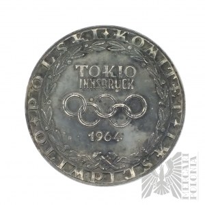 PRL, 1964 r. - Medal Fundusz Olimpijski- Polski Komitet Olimpijski Tokio-Innsbruck 1964, Brąz Srebrzony