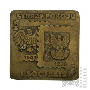 PRL, 1978 - Medaglia dell'esposizione filatelica nazionale, Direzione distrettuale della Casa dell'Esercito polacco PZF Varsavia 1978 / Na Straży Pokoju i Socjalizmu 1943-1978