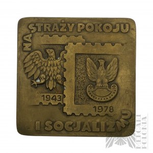 PRL, 1978 - Medaglia dell'esposizione filatelica nazionale, Direzione distrettuale della Casa dell'Esercito polacco PZF Varsavia 1978 / Na Straży Pokoju i Socjalizmu 1943-1978