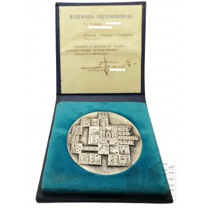 PRL, 1975 r. - Medal Pamiątkowy Województwa Częstochowskiego 1 VI 1975 / Region Ludzi Dobrej Roboty - Oryginalne Pudełko z Nadaniem