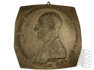 PRL, 1972. - Plaque commémorative Kazimierz Szuda Médaille 1897 - Pour l'excellent collectionneur de monnaies et médailles - Numismatique de Poznan en 1972 - Dessin de Józef Stasiński, Bronze Lana