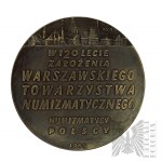 PRL, Warszawa, 1965 r. - Medal Karol Beyer W 120-lecie Założenia Warszawskiego Towarzystwa Numizmatycznego - Projekt Maciej Szańkowski