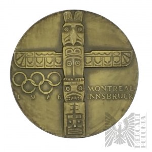 PRL, Varsovie, 1976. - Médaille de la Monnaie de Varsovie, 50 ans du Fonds olympique polonais / Montréal Innsbruck 1976