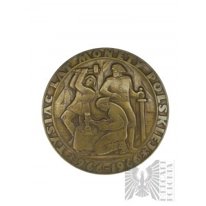 PRL, 1964. - Medaila 1000 rokov poľského mincovníctva - Piastovský orol, Meškov denár, 1-zlatá minca, moderný poľský erb - návrh Wacław Kowalik.