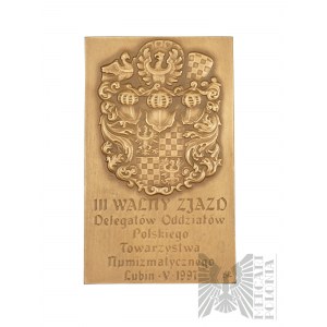 Polsko, 1997. - Medaile Plakieta III Walne Zjazd Delegatów Oddziałów PTN Lubin V 1997 / Wacław I Legnicki 1346-1364 - Design Andrzej a Roussana Nowakowski