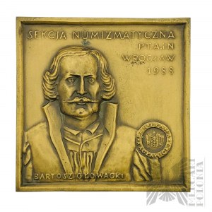 PRL, Warszawa, 1988 r. - Medal 40-lecie WrocławskiejSekcji Numizmatycznej PTAiN 1988, Bartosz Głowacki / Bitwa pod Racławicami wg W. Kossaka J. Styki - Projekt Jacek Drawski