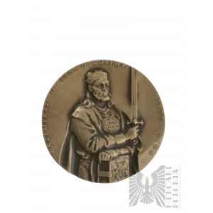 Polska, 1990 r.- Medal z Serii Królewskiej Koszalińskiego Oddziału PTAiN, Kazimierz Sprawiedliwy - Projekt Ewa Olszewska-Borys