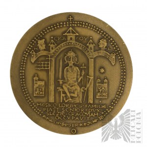 PRL, 1984. - Medaila z kráľovskej série PTAiN, Mieszko Plątonogi - návrh Witold Korski