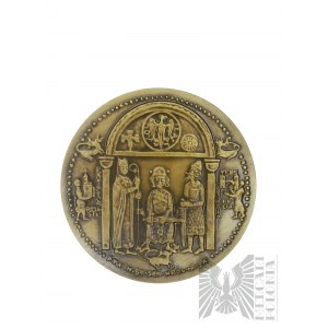 PRL, Varsovie, 1977. - Monnaie de Varsovie, médaille de la série royale PTAiN - Kazimierz le Grand - Dessinée par Witold Korski.