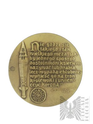 PRL, 1985 r. - Medal Bolesław Chrobry Gniezno 1025, Włócznia Św. Maurycego - Projekt Stanisława Wątróbska