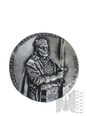 Polska, 1990 r.- Medal z Serii Królewskiej Koszalińskiego Oddziału PTAiN Kazimierz II Sprawiedliwy - Projekt Ewa Olszewska-Borys