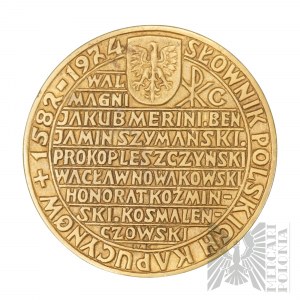 PRL, 1974. - Jan III Sobieski Medal - Dictionary of Polish Capuchins 1582-1974 - Design by Waclaw Kowalik.