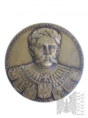 Polska / USA, 1983 r. - Medal Pamiątkowy Król Jan III Sobieski 1683-1983, Polonus Philatelic Society USA - Projekt L. S. Kawecki