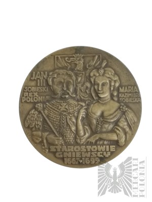 PRL, 1979 r. - Medal 750 lat Ziemi Gniewskiej 1229-1979 / Jan III Sobieski i Maria Kazimiera Sobieska Starostowie Gniewscy 1667-1699 - Projekt Wiktor Tołkin