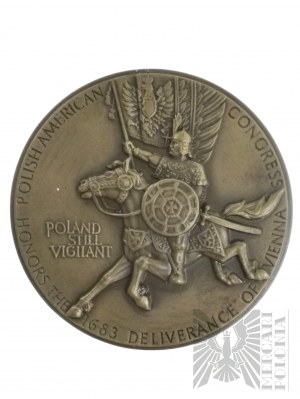 USA, 1983. - Medaila 300. výročie bitky pri Viedni, Ján III Sobieski - Ján III Sobieski Spasiteľ kresťanstva, 300. výročie / Poľsko-americký kongres vyznamenáva oslobodenie Viedne v roku 1683 - návrh L. S. Kawecki.