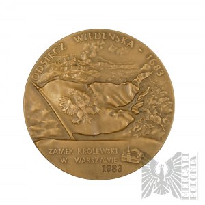 PRL, Varšava, 1983. - Medaila Varšavskej mincovne, 300. výročie bitky pri Viedni 1983, Jan IIII Sobieski - Kráľovský zámok vo Varšave.