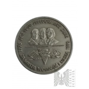 États-Unis, Détroit, 1975. - Médaille du bicentenaire de l'indépendance des États-Unis For Yor Freedom And Ours/ For Liberty Yours and Ours - Casimir Pulaski, George Washington, Thaddeus Kosciuszko