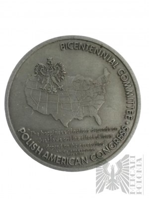 États-Unis, Détroit, 1975. - Médaille du bicentenaire de l'indépendance des États-Unis For Yor Freedom And Ours/ For Liberty Yours and Ours - Casimir Pulaski, George Washington, Thaddeus Kosciuszko