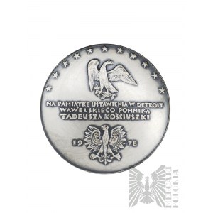 Poľská ľudová republika, Varšava, 1978. - Varšavská mincovňa, medaila na pamiatku zriadenia pamätníka Tadeusza Kosciuszka v Detroite 1978 - návrh Witold Korski.
