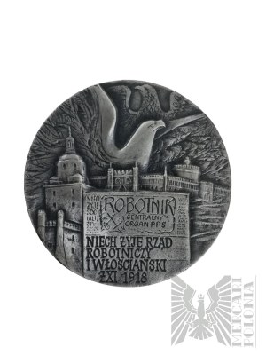 Volksrepublik Polen, 1989. - PTAiN Ignacy Daszyński Medaille, 70. Jahrestag der Wiedererlangung der Unabhängigkeit 1988 - Entwurf von Bohdan Chmielewski - 925 Silber.