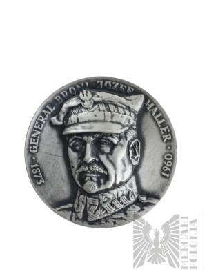 PRL, Warsaw, 1985. - Warsaw Mint Medal, General of Arms Józef Haller 1873-1960 / Commemorative Badge of the Polish Volunteer Army in France - Haller Swords - Projet Grzegorz Kowalski.
