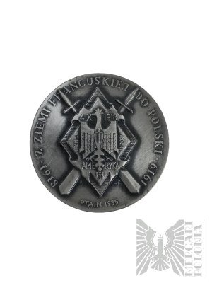 PRL, Warschau, 1985. - Münze Warschau Medaille, General of Arms Józef Haller 1873-1960 / Gedenkabzeichen der Polnischen Freiwilligenarmee in Frankreich - Hallers Schwerter - Projet Grzegorz Kowalski.