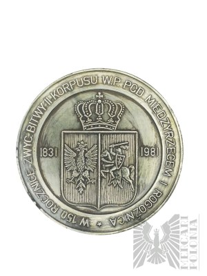People's Republic of Poland, 1981. - Medal of the 150th Anniversary of the Battle of Miedzyrzec Podlaski 1831-1981, Battle Plan according to the 1936 Military Encyclopedia / Crowned Shield with the Coats of Arms of Poland and Lithuania - Design by Mariusz