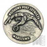 PRL - Mennica Warszawska, Medal Pamiątkowy Wojskowy Port Lotniczy Warszawa, Za Zasługi w Rozwoju 36. Specjalnego Pułku Lotnictwa Transportowego - Projekt Józef Misztela - Pudełko z Nadaniem