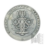 PRL, dopo il 1986. - Medaglia per i servizi al movimento olimpico polacco, argento - Scatola originale con premio
